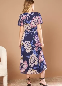 Sud Express Dresses & Overall|Robe Midi Cache-Coeur Imprimee Violet Roxary