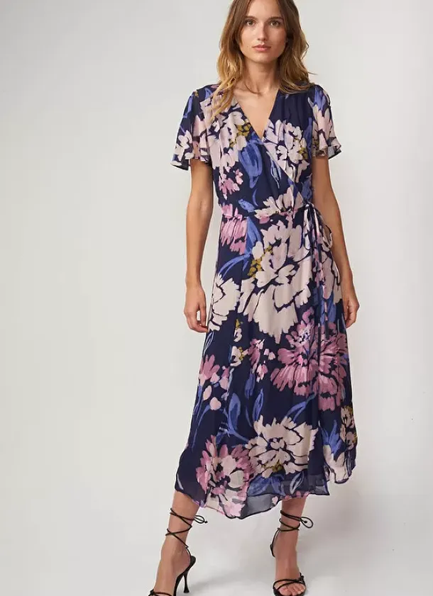 Sud Express Dresses & Overall|Robe Midi Cache-Coeur Imprimee Violet Roxary