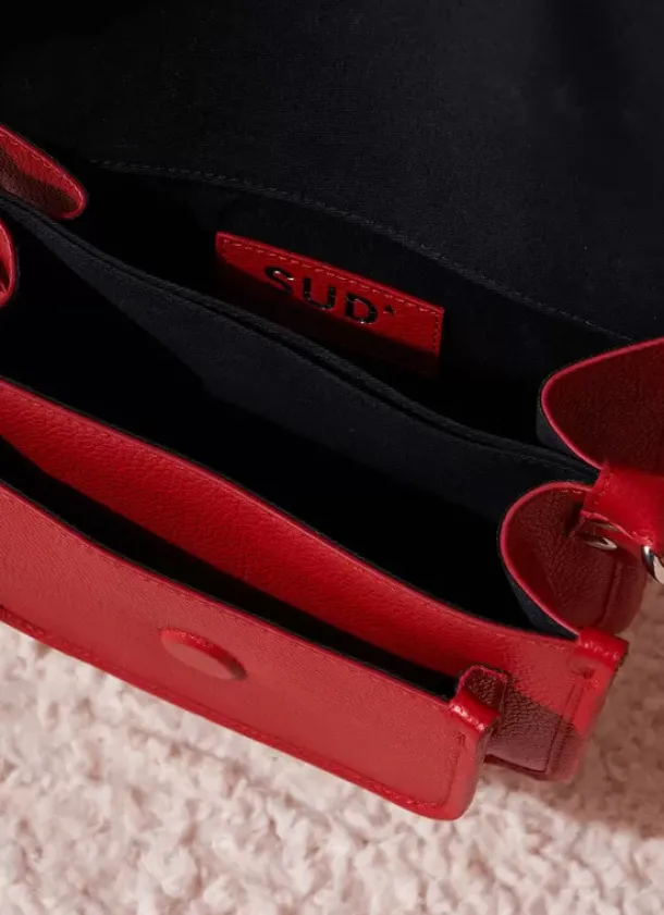 Sud Express Shoes & Accessories|Sac Besace En Cuir Rouge Suny