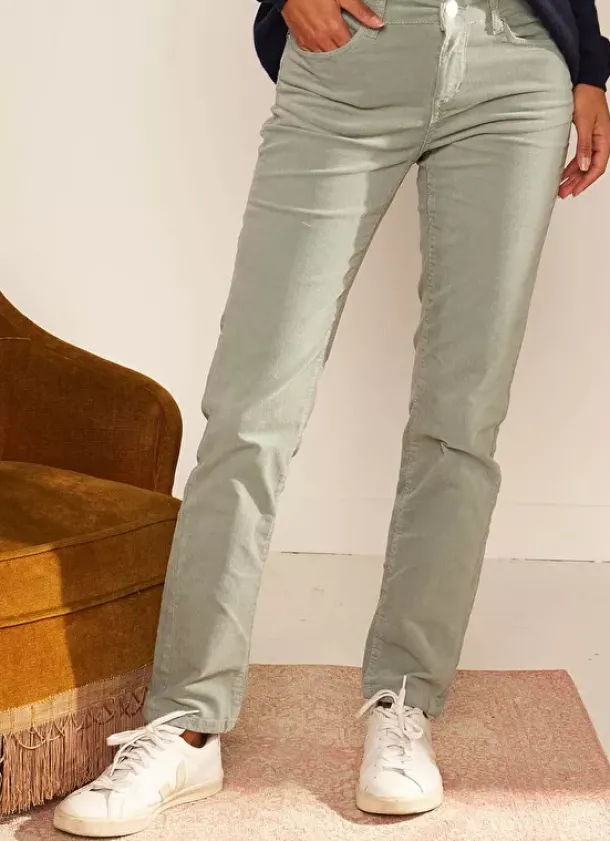 Sud Express Trousers & Jeans|Slim En Velours Cotele Amande Pasha