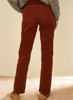 Sud Express Trousers & Jeans|Slim En Velours Cotele Brique Pasha
