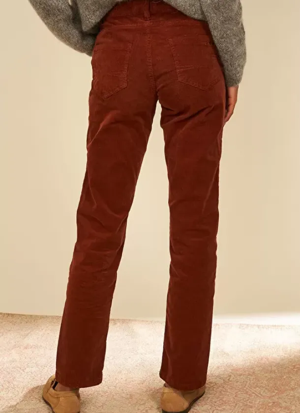 Sud Express Trousers & Jeans|Slim En Velours Cotele Brique Pasha