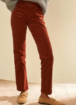 Sud Express Trousers & Jeans|Slim En Velours Cotele Brique Pasha