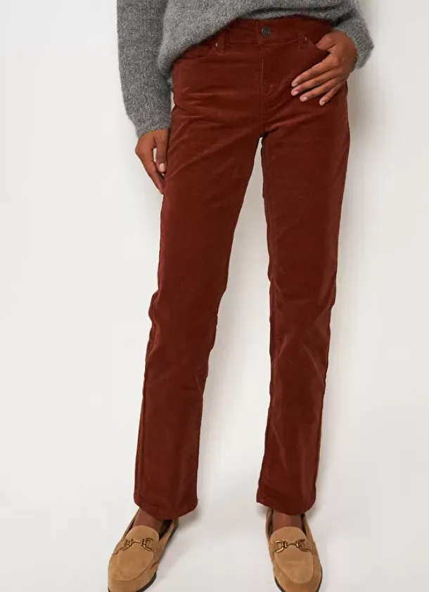 Sud Express Trousers & Jeans|Slim En Velours Cotele Brique Pasha