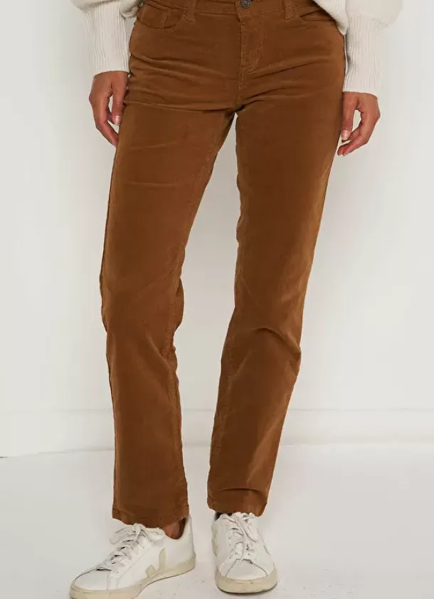 Sud Express Trousers & Jeans|Slim En Velours Cotele Camel Pasha