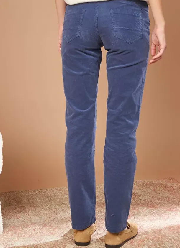 Sud Express Trousers & Jeans|Slim En Velours Cotele Indigo Pasha