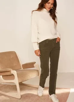 Sud Express Trousers & Jeans|Slim En Velours Cotele Kaki Pasha