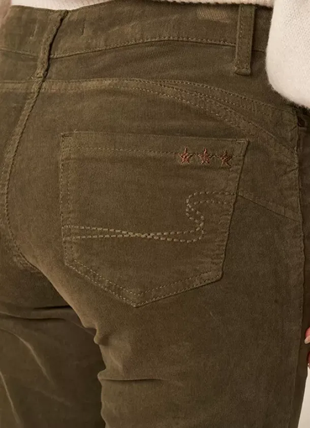 Sud Express Trousers & Jeans|Slim En Velours Cotele Kaki Pasha