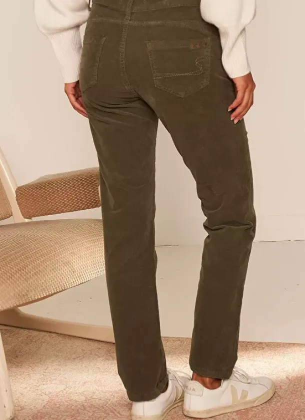 Sud Express Trousers & Jeans|Slim En Velours Cotele Kaki Pasha