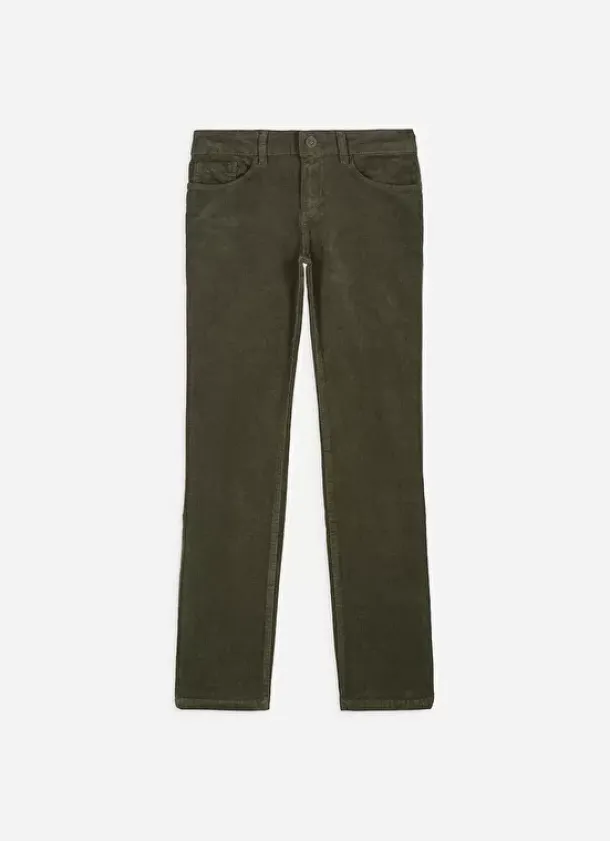 Sud Express Trousers & Jeans|Slim En Velours Cotele Kaki Pasha