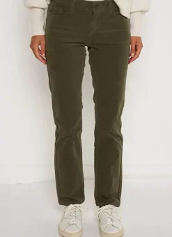 Sud Express Trousers & Jeans|Slim En Velours Cotele Kaki Pasha