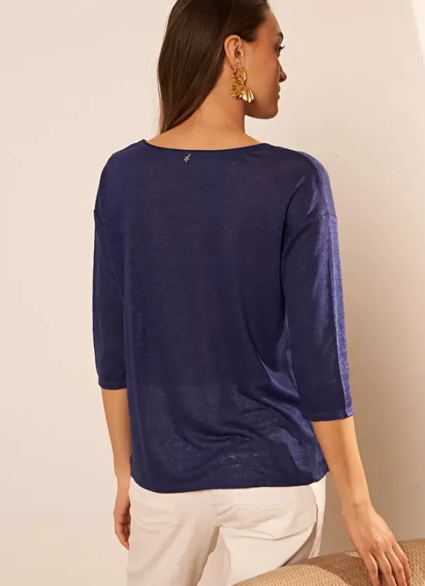 Sud Express T-Shirts|Tee-Shirt Col Rond Bleu Tonia