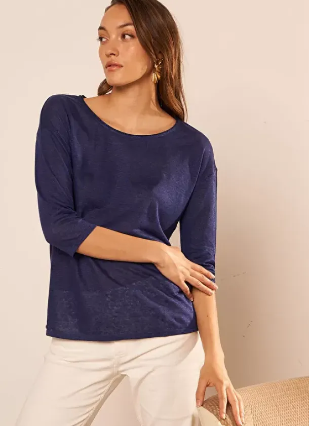 Sud Express T-Shirts|Tee-Shirt Col Rond Bleu Tonia