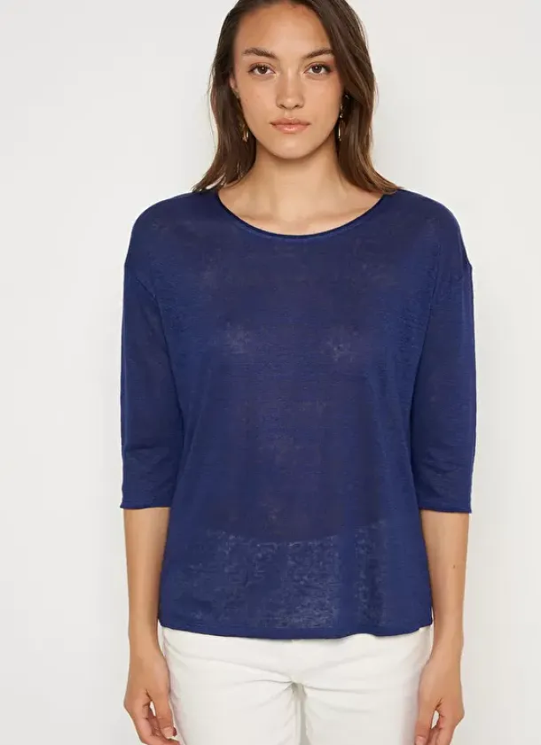 Sud Express T-Shirts|Tee-Shirt Col Rond Bleu Tonia