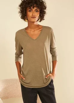 Sud Express T-Shirts|Tee-Shirt Manches Longues Kaki Tassina