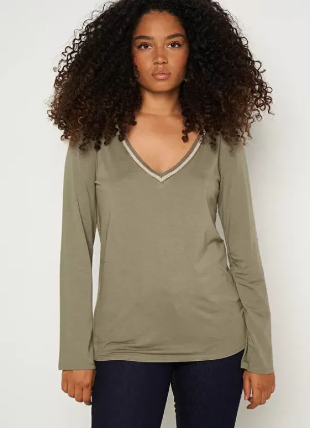Sud Express T-Shirts|Tee-Shirt Manches Longues Kaki Tabilo