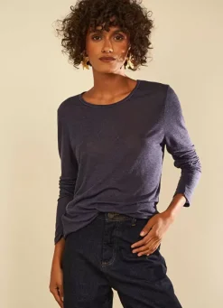 Sud Express T-Shirts|Tee-Shirt Manches Longues Indigo Turiane