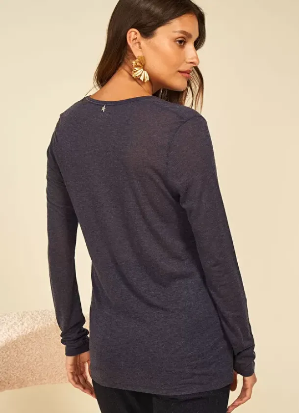 Sud Express T-Shirts|Tee-Shirt Manches Longues Indigo Tassina