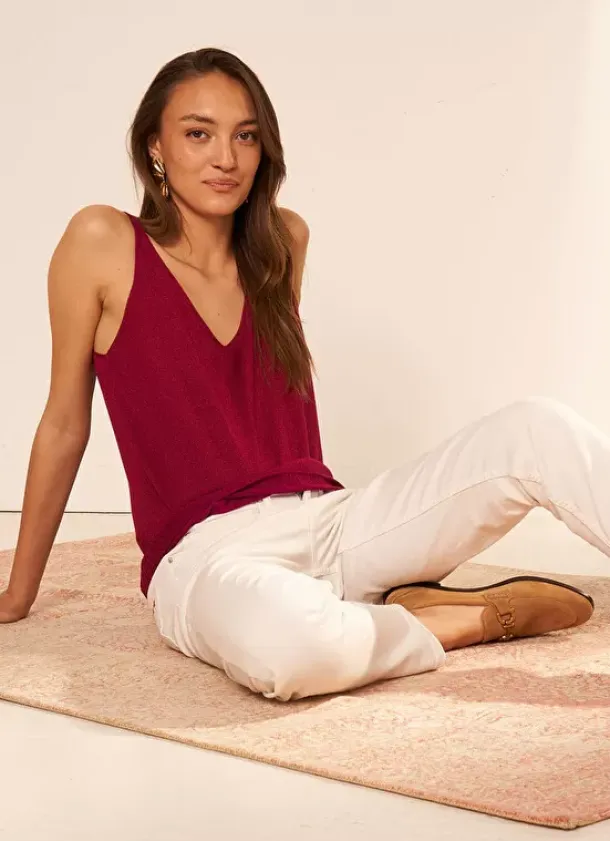 Sud Express Tops & Blouses|Top Details Maille Scintillante Framboise Demoiselles