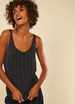 Sud Express Tops & Blouses|Top En Maille Scintillant Noir Dolce
