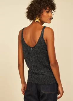 Sud Express Tops & Blouses|Top En Maille Scintillant Noir Dolce