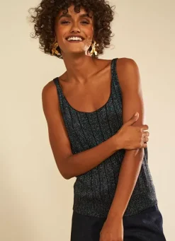 Sud Express Tops & Blouses|Top En Maille Scintillant Noir Dolce