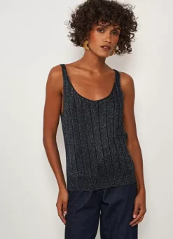 Sud Express Tops & Blouses|Top En Maille Scintillant Noir Dolce