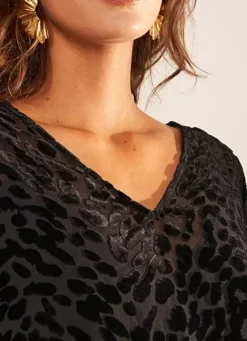 Sud Express Tops & Blouses|Top Manches Courtes Imprime Noir Toxana