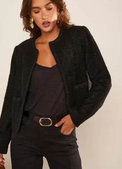 Sud Express Jackets & Coats|Veste En Tweed Noir Valentine