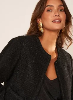 Sud Express Jackets & Coats|Veste En Tweed Noir Valentine