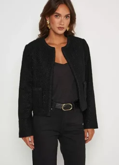 Sud Express Jackets & Coats|Veste En Tweed Noir Valentine