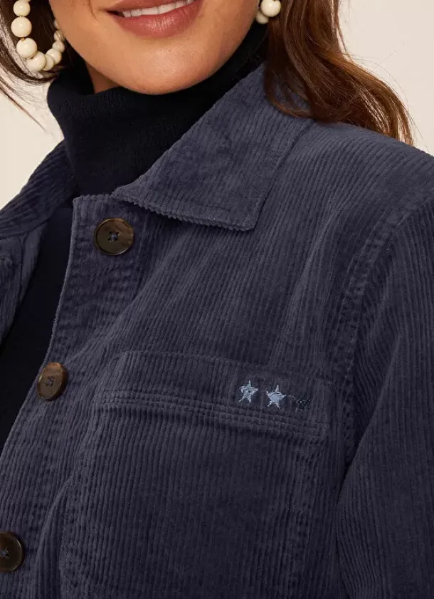 Sud Express Jackets & Coats|Veste En Velours Cotele En Coton Indigo Vastina