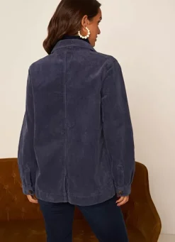 Sud Express Jackets & Coats|Veste En Velours Cotele En Coton Indigo Vastina