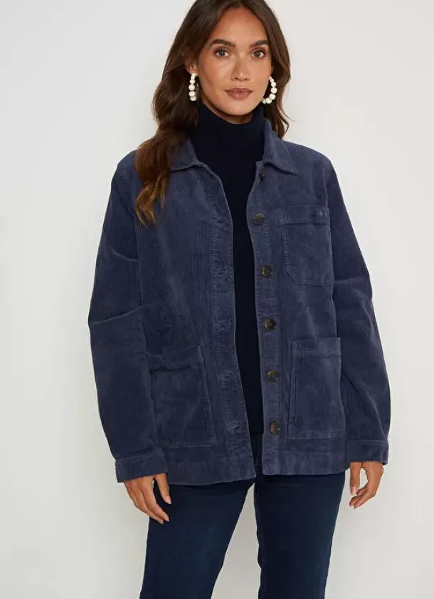 Sud Express Jackets & Coats|Veste En Velours Cotele En Coton Indigo Vastina