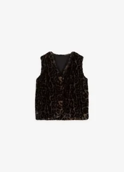 Sud Express Jackets & Coats|Veste Sans Manches En Fausse Fourrure Leopard Camel Garonka