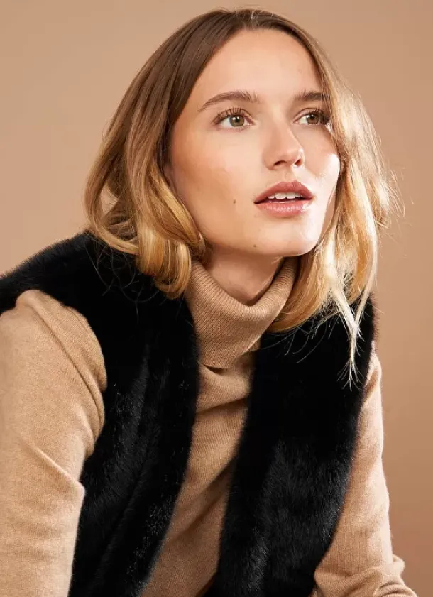 Sud Express Jackets & Coats|Veste Sans Manches Fausse Fourrure Noir Garinko